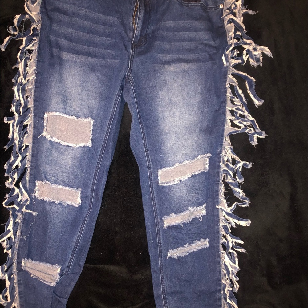 Ashley Stewart Fringed Jeans